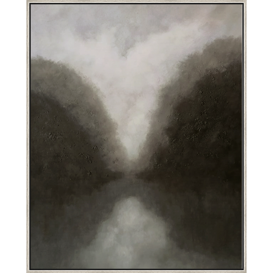 EAHPC22028 - MURKY WOODS framed floating in a contemporary silver frame. Finished Size: W 40.00 in x H 50.00 in