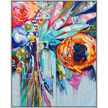 EAHPC22032 - COLOR BLOOM I framed floating in a contemporary silver frame. Finished Size: W 48.00 in x H 60.00 in