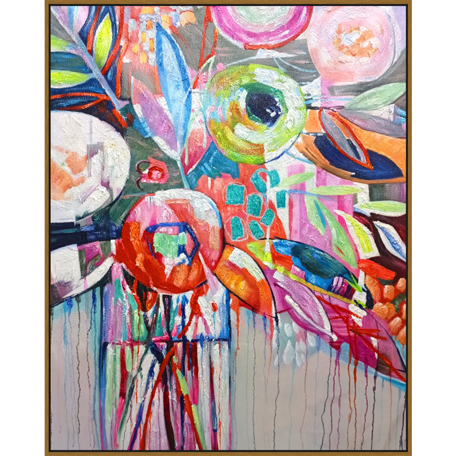 EAHPC22033 - COLOR BLOOM II framed floating in a contemporary gold frame. Finished Size: W 48.00 in x H 60.00 in