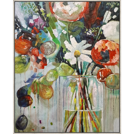 EAHPC22034 - SOLITARY DAISY framed floating in a contemporary silver frame. Finished Size: W 48.00 in x H 60.00 in