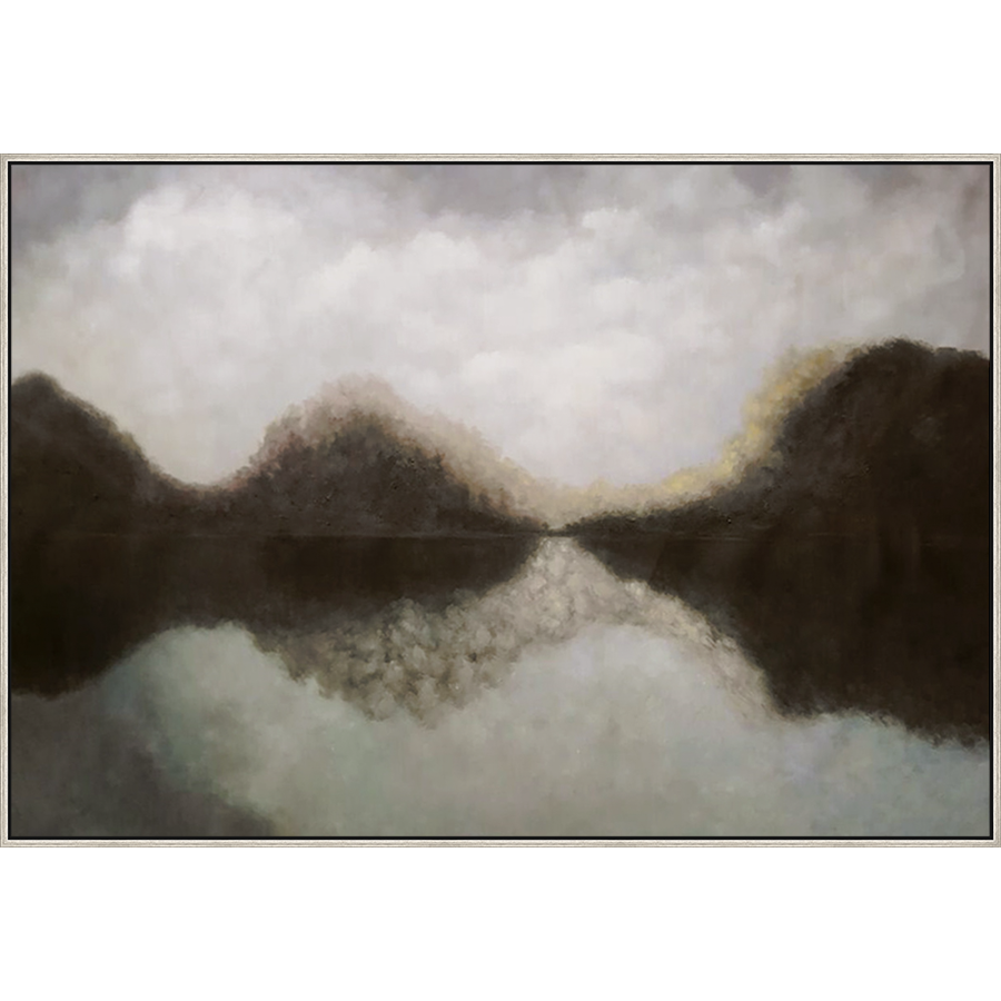 EAHPC22036 - AUTUMN LANDSCAPE framed floating in a contemporary silver frame. Finished Size: W 70.00 in x H 48.00 in