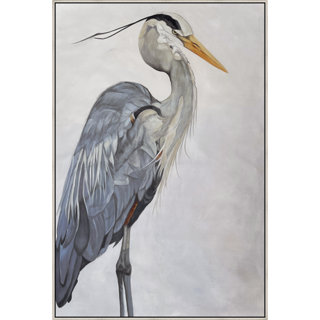 EAHPC22042 - HERON PROFILE I framed floating in a contemporary silver frame. Finished Size: W 50.00 in x H 75.00 in