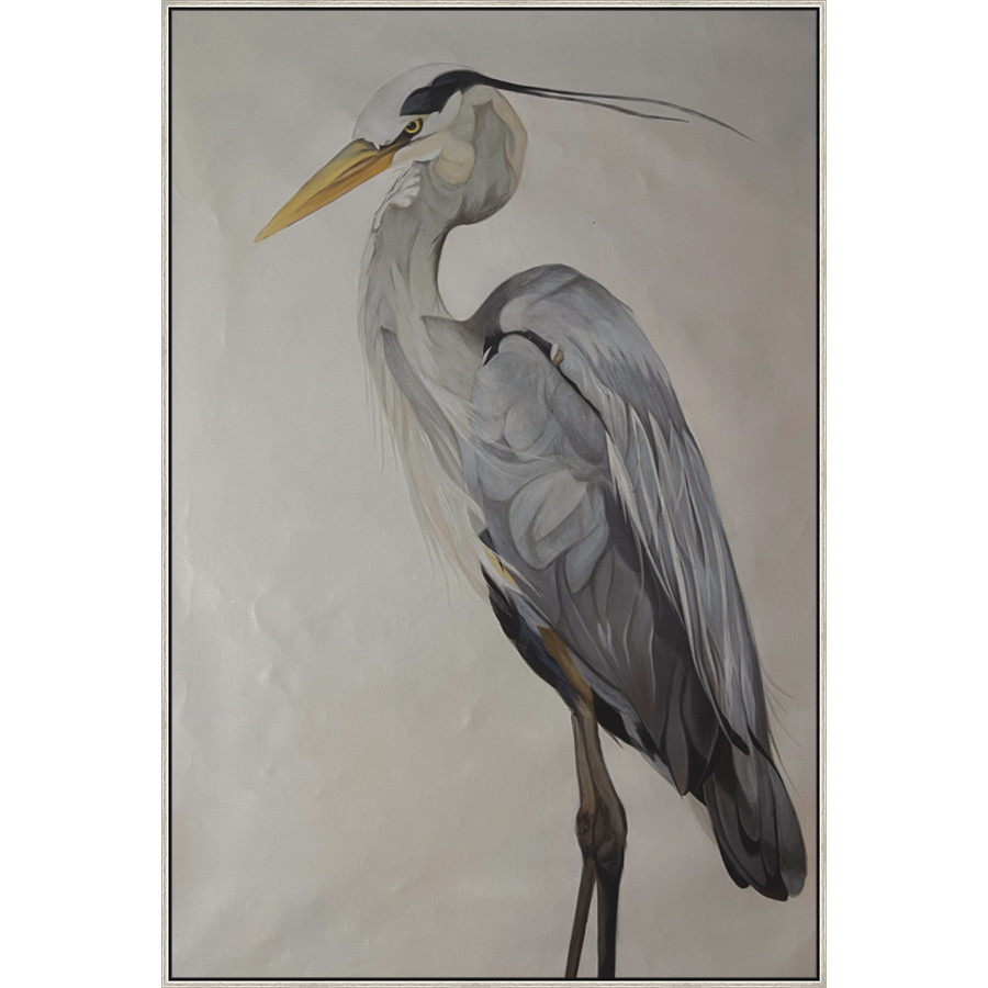 EAHPC22043 - HERON PROFILE II framed floating in a contemporary silver frame. Finished Size: W 50.00 in x H 75.00 in