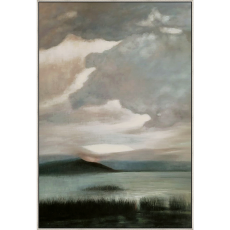 EAHPC22050 - LONELY ISLAND II framed floating in a contemporary silver frame. Finished Size: W 54.00 in x H 80.00 in