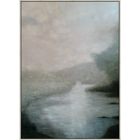 EAHPC22051 - STILL WATER framed floating in a contemporary silver frame. Finished Size: W 50.00 in x H 70.00 in
