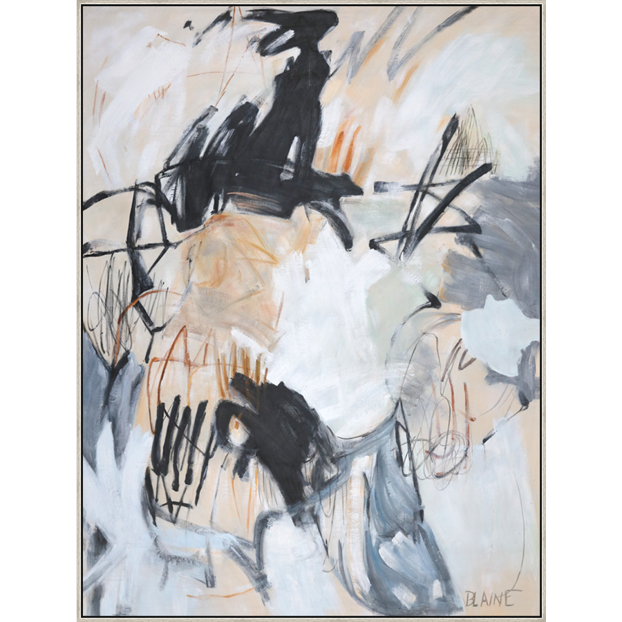 EAHPC22055 - FRENZY framed floating in a contemporary silver frame. Finished Size: W 60.00 in x H 60.00 in