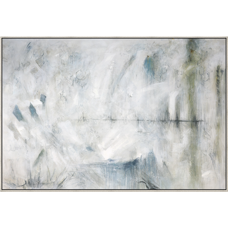 EAHPC22061 - SERENE ABSTRACT framed floating in a contemporary silver frame. Finished Size: W 80.00 in x H 54.00 in