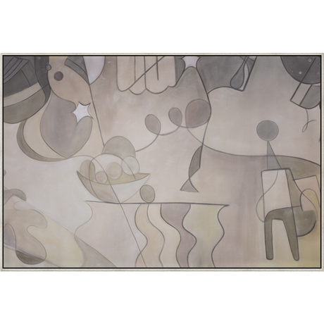 EAHPC22064 - NEUTRAL ABSTRACT framed floating in a contemporary silver frame. Finished Size: W 72.00 in x H 48.00 in