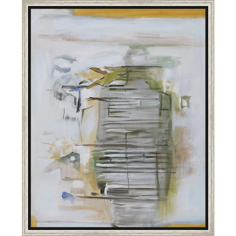 EAHPC22069 - STRIPED FIGURE framed floating in a contemporary silver frame. Finished Size: W 16.00 in x H 20.00 in