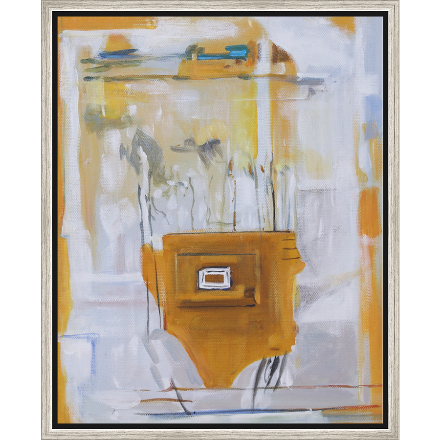 EAHPC22071 - ORANGE ABSTRACT framed floating in a contemporary silver frame. Finished Size: W 16.00 in x H 20.00 in