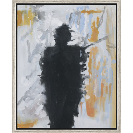 EAHPC22072 - BLACK SILHOUETTE framed floating in a contemporary silver frame. Finished Size: W 16.00 in x H 20.00 in