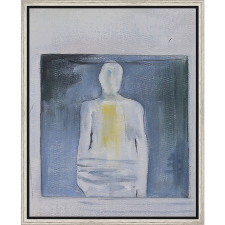 EAHPC22073 - WHITE FIGURE ON GRAY framed floating in a contemporary silver frame. Finished Size: W 16.00 in x H 20.00 in