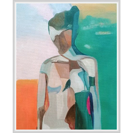 EAHPC22086 - CHROMATIC WOMAN II framed floating in a contemporary white frame. Finished Size: W 24.00 in x H 30.00 in