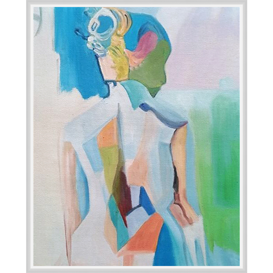 EAHPC22087 - CHROMATIC WOMAN III framed floating in a contemporary white frame. Finished Size: W 24.00 in x H 30.00 in