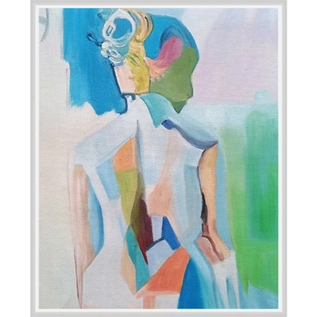 EAHPC22087 - CHROMATIC WOMAN III framed floating in a contemporary white frame. Finished Size: W 24.00 in x H 30.00 in