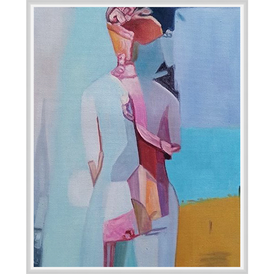 EAHPC22088 - CHROMATIC WOMAN IV framed floating in a contemporary white frame. Finished Size: W 24.00 in x H 30.00 in