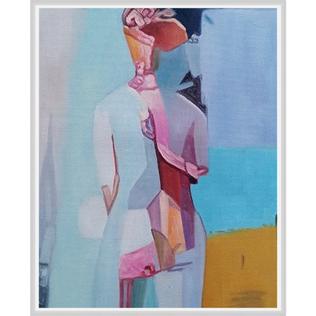 EAHPC22088 - CHROMATIC WOMAN IV framed floating in a contemporary white frame. Finished Size: W 24.00 in x H 30.00 in