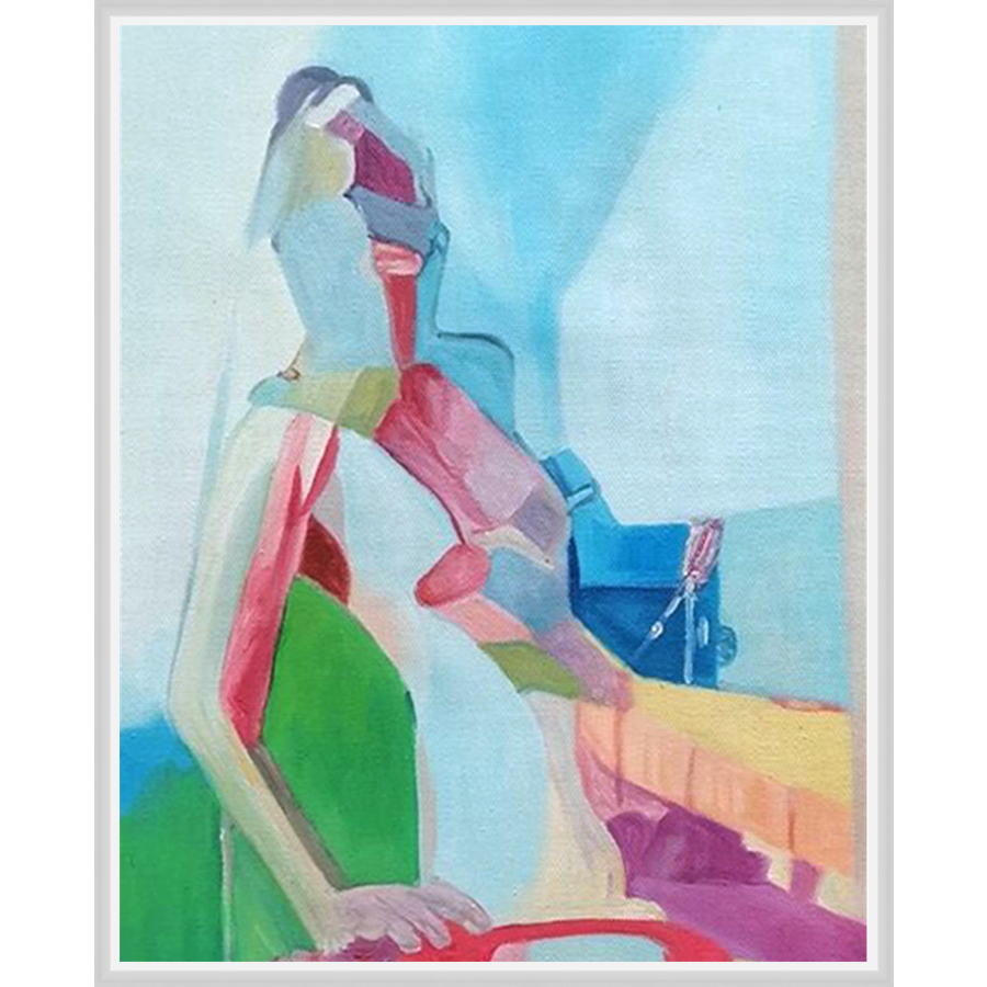 EAHPC22092 - CHROMATIC WOMAN VIII framed floating in a contemporary white frame. Finished Size: W 24.00 in x H 30.00 in