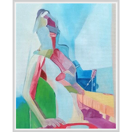 EAHPC22092 - CHROMATIC WOMAN VIII framed floating in a contemporary white frame. Finished Size: W 24.00 in x H 30.00 in