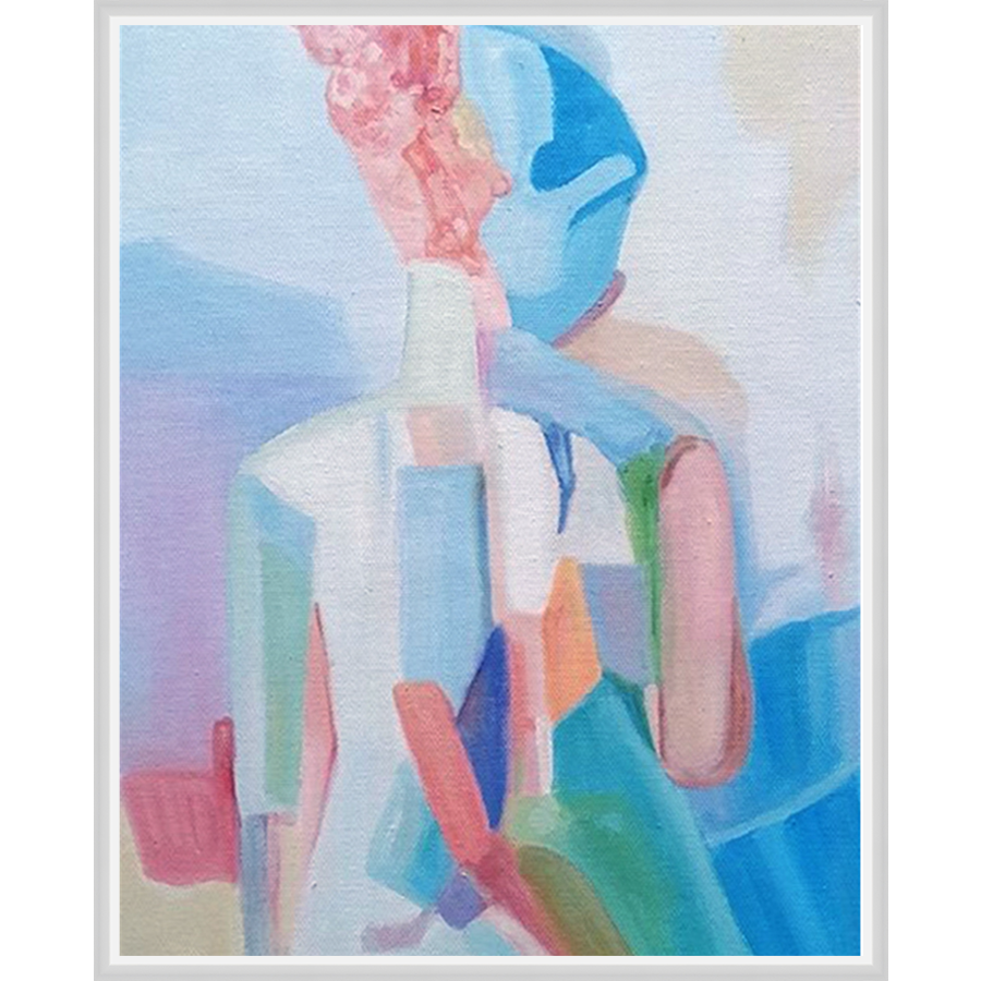 EAHPC22095 - CHROMATIC WOMAN XI framed floating in a contemporary white frame. Finished Size: W 24.00 in x H 30.00 in