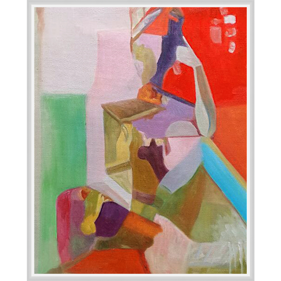 EAHPC22096 - CHROMATIC WOMAN XII framed floating in a contemporary white frame. Finished Size: W 24.00 in x H 30.00 in