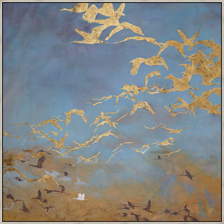 EAHPC22097 - INTO DUSK framed floating in a contemporary silver frame. Finished Size: W 60.00 in x H 60.00 in