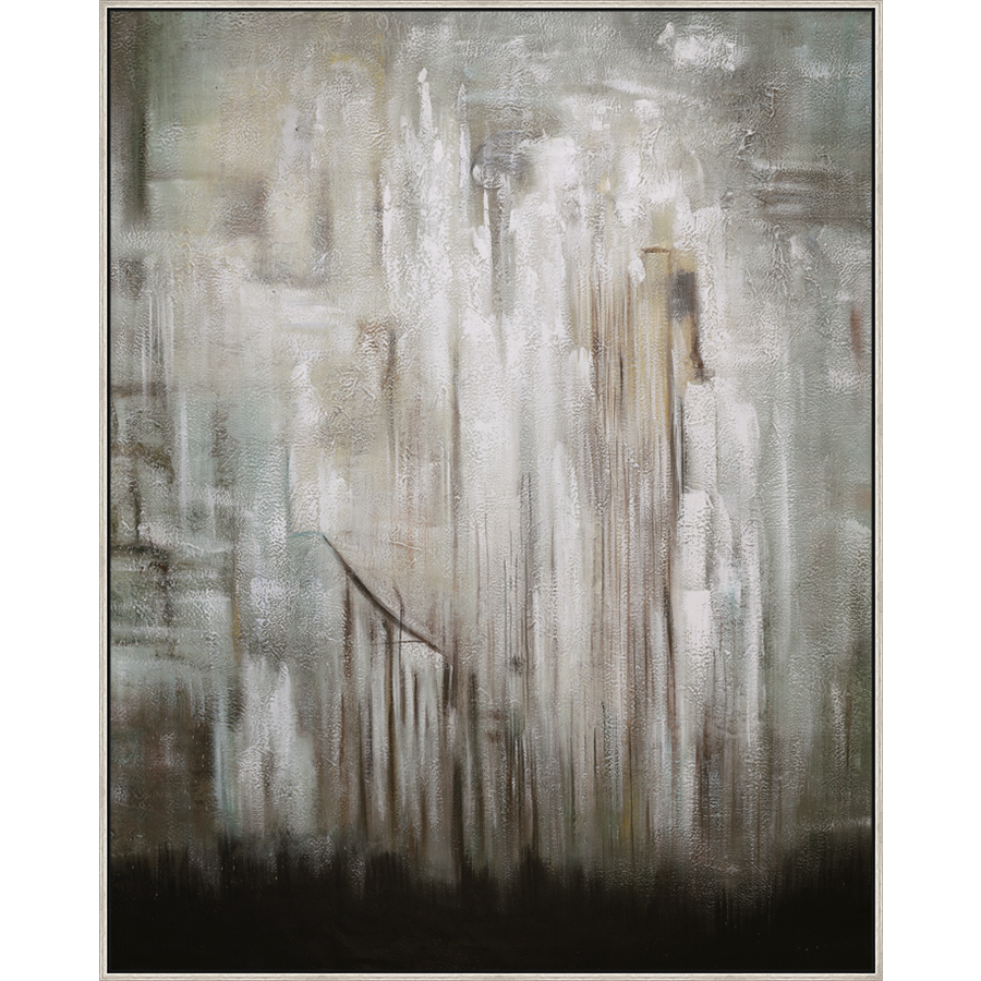 EAHPC22105 - MUTED PINK framed floating in a contemporary silver frame. Finished Size: W 54.00 in x H 68.00 in