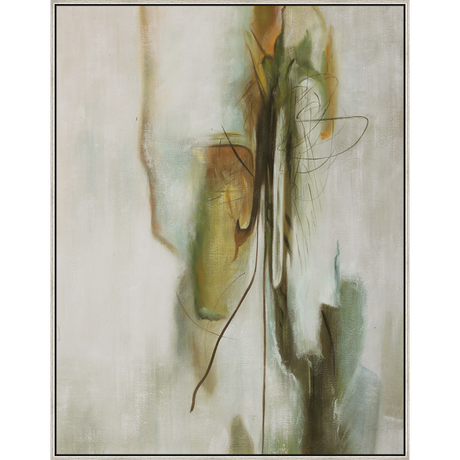 EAHPC22107 - MUTED YELLOW framed floating in a contemporary silver frame. Finished Size: W 48.00 in x H 62.00 in