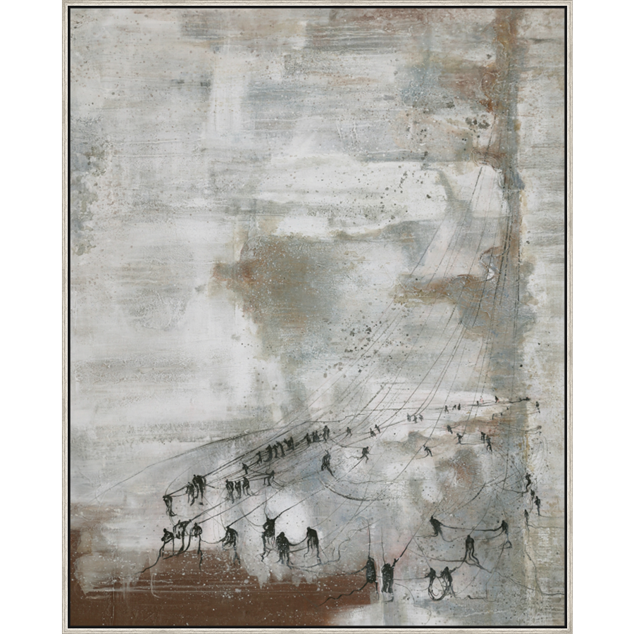 EAHPC22108 - MUTED  BROWN framed floating in a contemporary silver frame. Finished Size: W 48.00 in x H 60.00 in