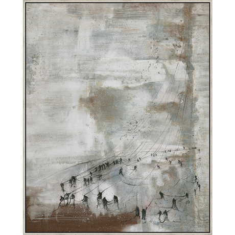 EAHPC22108 - MUTED  BROWN framed floating in a contemporary silver frame. Finished Size: W 48.00 in x H 60.00 in