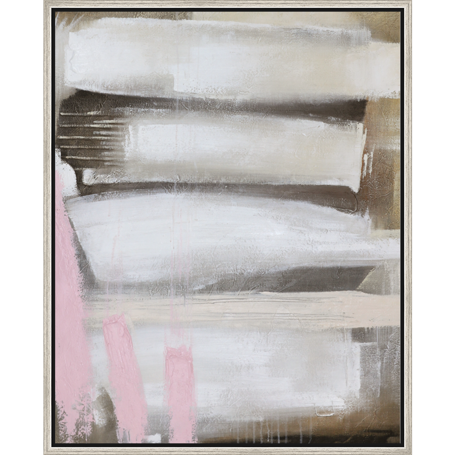 EAHPC23001 - WHITE LINES I framed floating in a contemporary silver frame. Finished Size: W 24.00 in x H 30.00 in