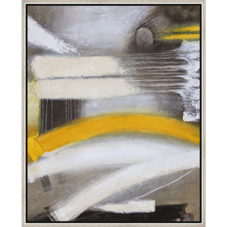 EAHPC23002 - WHITE LINES II framed floating in a contemporary silver frame. Finished Size: W 24.00 in x H 30.00 in