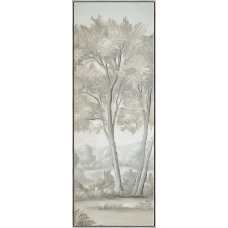 EAHPC23006B - STILLNESS II framed floating in a contemporary silver frame. Finished Size: W 30.00 in x H 84.00 in