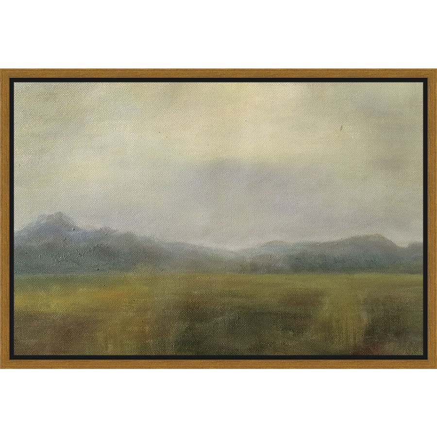 EAHPC23018 - HARVEST TIME IN THE VALLEY framed floating in a contemporary gold frame. Finished Size: W 24.00 in x H 16.00 in