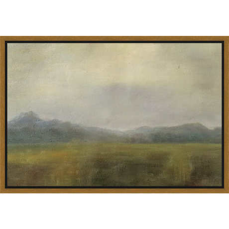 EAHPC23018 - HARVEST TIME IN THE VALLEY framed floating in a contemporary gold frame. Finished Size: W 24.00 in x H 16.00 in