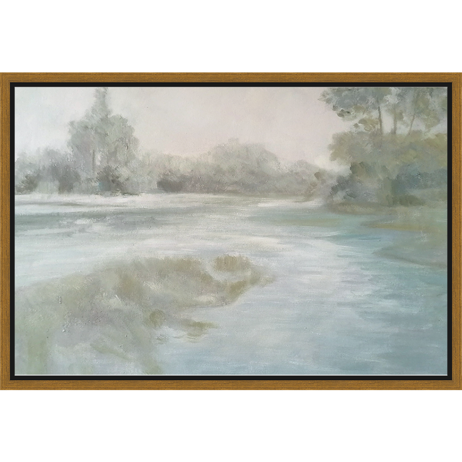 EAHPC23022 - VERDANT LANDSCAPE framed floating in a contemporary gold frame. Finished Size: W 24.00 in x H 16.00 in