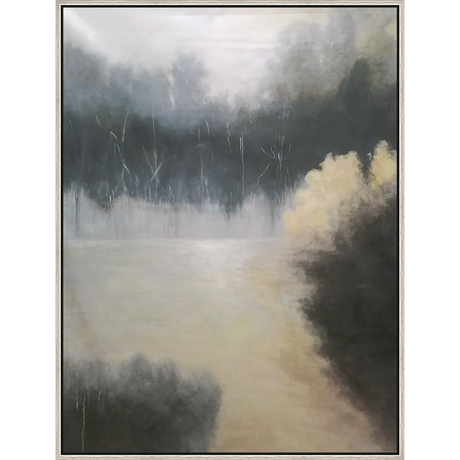 EAHPC23023 - BAYOU VIEW I framed floating in a contemporary silver frame. Finished Size: W 36.00 in x H 48.00 in