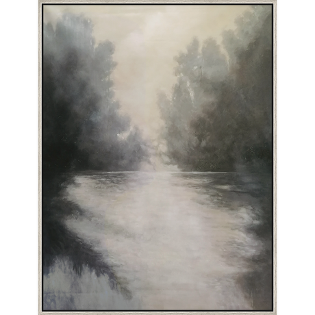 EAHPC23024 - BAYOU VIEW II framed floating in a contemporary silver frame. Finished Size: W 36.00 in x H 48.00 in