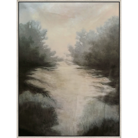 EAHPC23047 - BAYOU VIEW III framed floating in a contemporary silver frame. Finished Size: W 36.00 in x H 48.00 in
