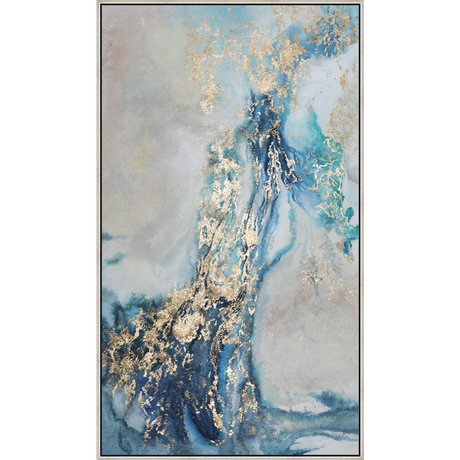 EAHPC23060A - EMBELLISHED TEMPEST IN BLUE I framed floating in a contemporary silver frame. Finished Size: W 40.00 in x H 70.00 in