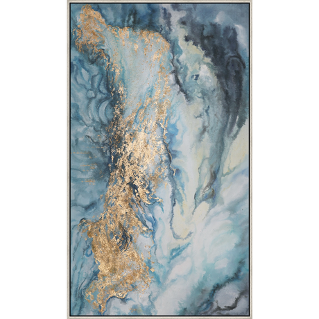 EAHPC23060B - EMBELLISHED TEMPEST IN BLUE II framed floating in a contemporary silver frame. Finished Size: W 40.00 in x H 70.00 in