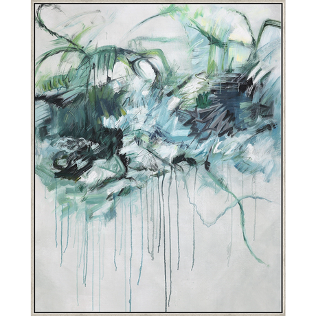 EAHPC23083A - GREEN TURBULENCE I framed floating in a contemporary silver frame. Finished Size: W 48.00 in x H 60.00 in