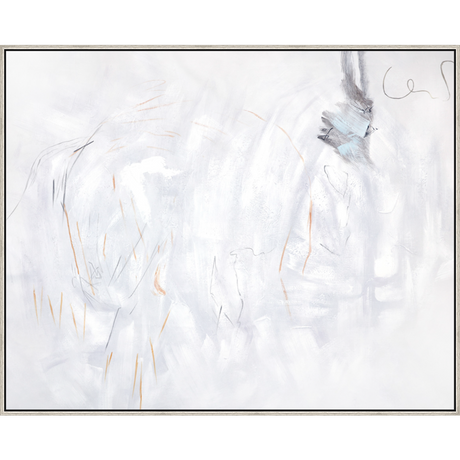 EAHPC23094 - BLACK FRENZY ON WHITE framed floating in a contemporary silver frame. Finished Size: W 60.00 in x H 48.00 in