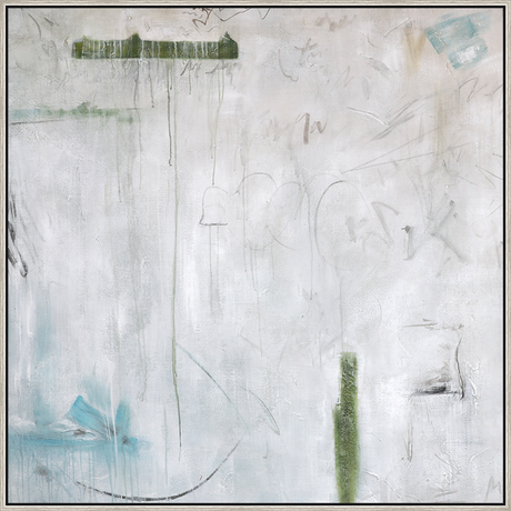 EAHPC23098 - MUTED BLISS II framed floating in a contemporary silver frame. Finished Size: W 50.00 in x H 50.00 in