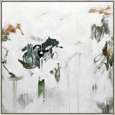 EAHPC23101 - MOTION I framed floating in a contemporary silver frame. Finished Size: W 50.00 in x H 50.00 in