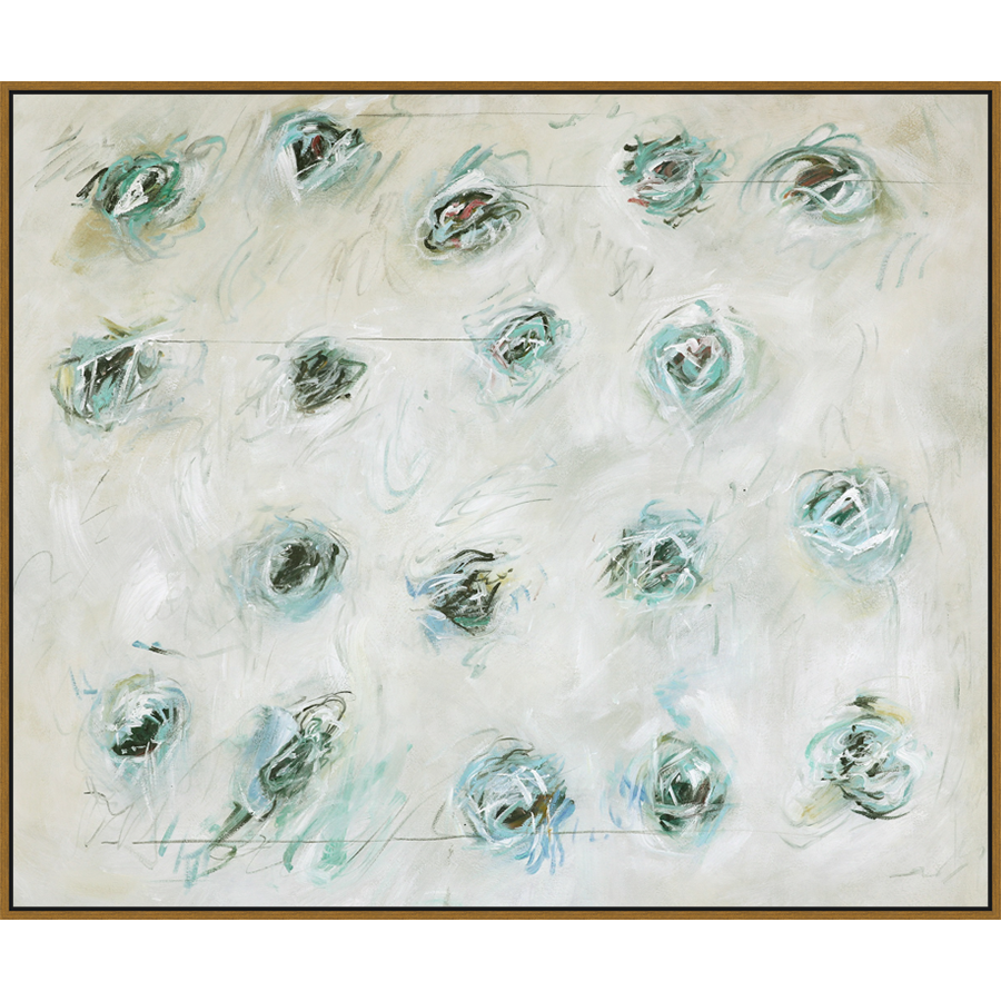 EAHPC23103 - GREEN BEANS framed floating in a contemporary gold frame. Finished Size: W 60.00 in x H 50.00 in