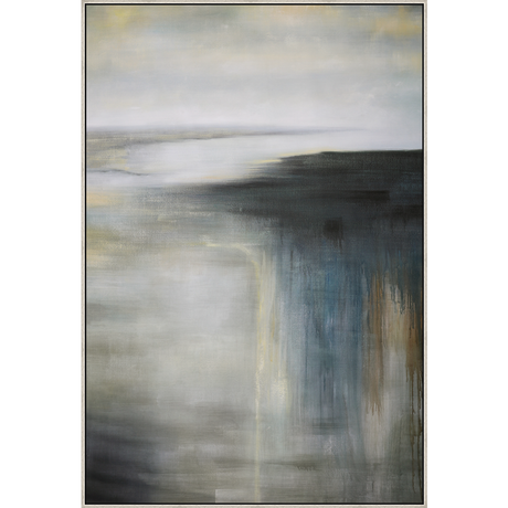 EAHPC23108 - DISTANT BEACH framed floating in a contemporary silver frame. Finished Size: W 54.00 in x H 80.00 in
