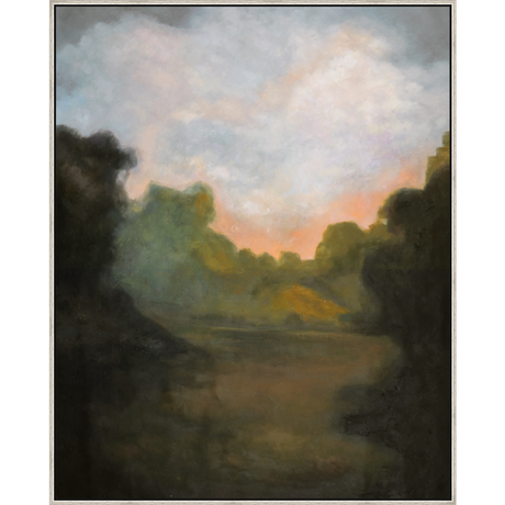EAHPC23111 - SUNSET WALK framed floating in a contemporary silver frame. Finished Size: W 48.00 in x H 60.00 in