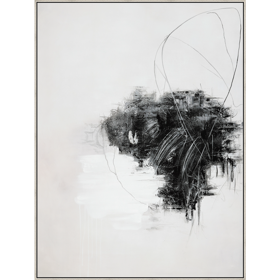 EAHPC23125 - EBB AND FLOW I framed floating in a contemporary silver frame. Finished Size: W 60.00 in x H 80.00 in