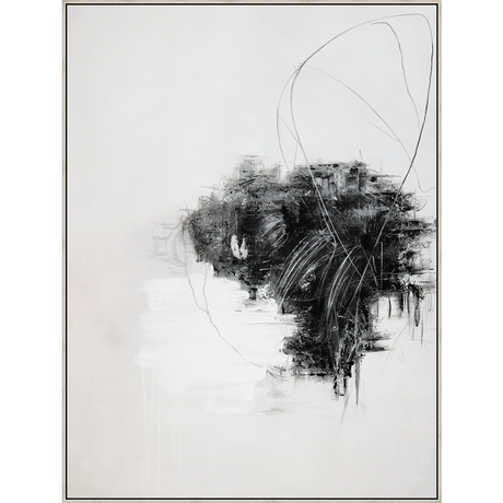 EAHPC23125 - EBB AND FLOW I framed floating in a contemporary silver frame. Finished Size: W 60.00 in x H 80.00 in